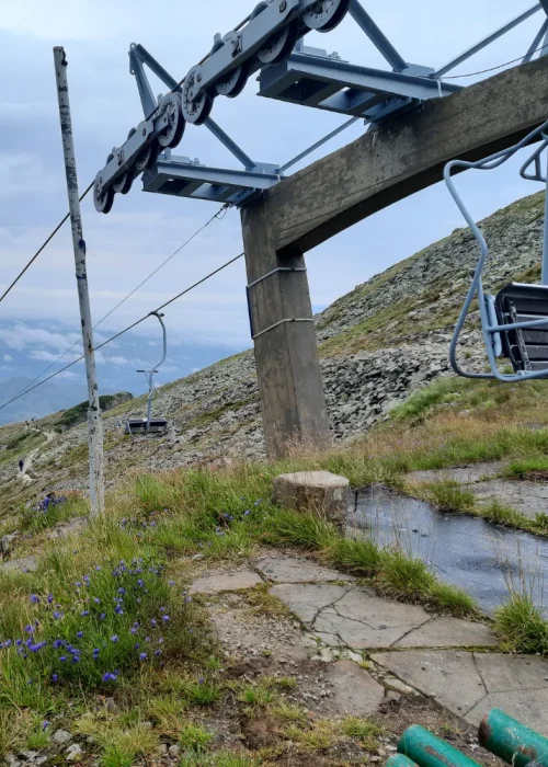 Szczegółowe pomiary inwentaryzacyjne podpory kolei krzesełkowej na Kasprowym Wierchu.